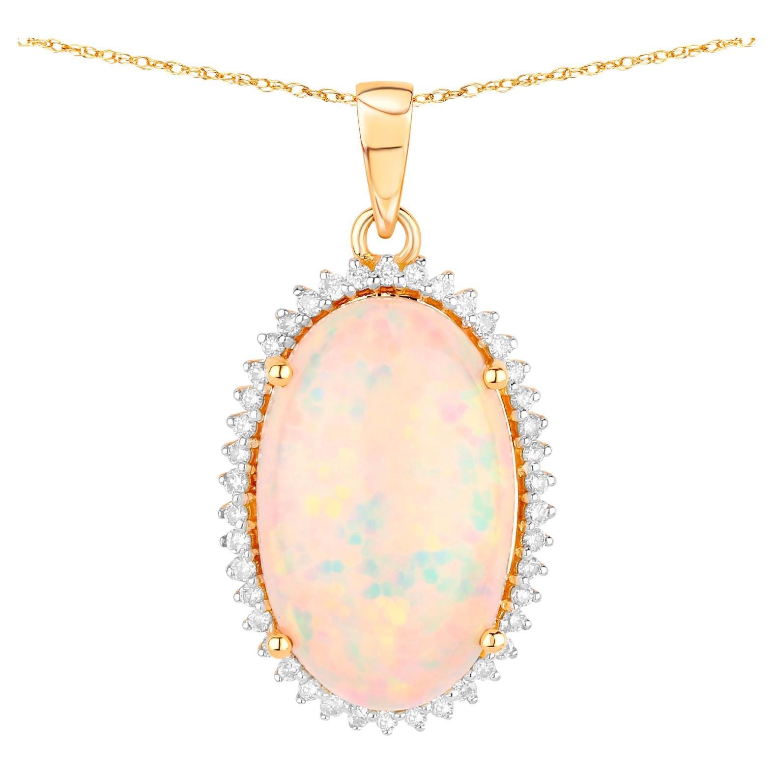 Genuine Ethiopian Opal and Lab Grown Diamond Silver Halo Necklace main image 0