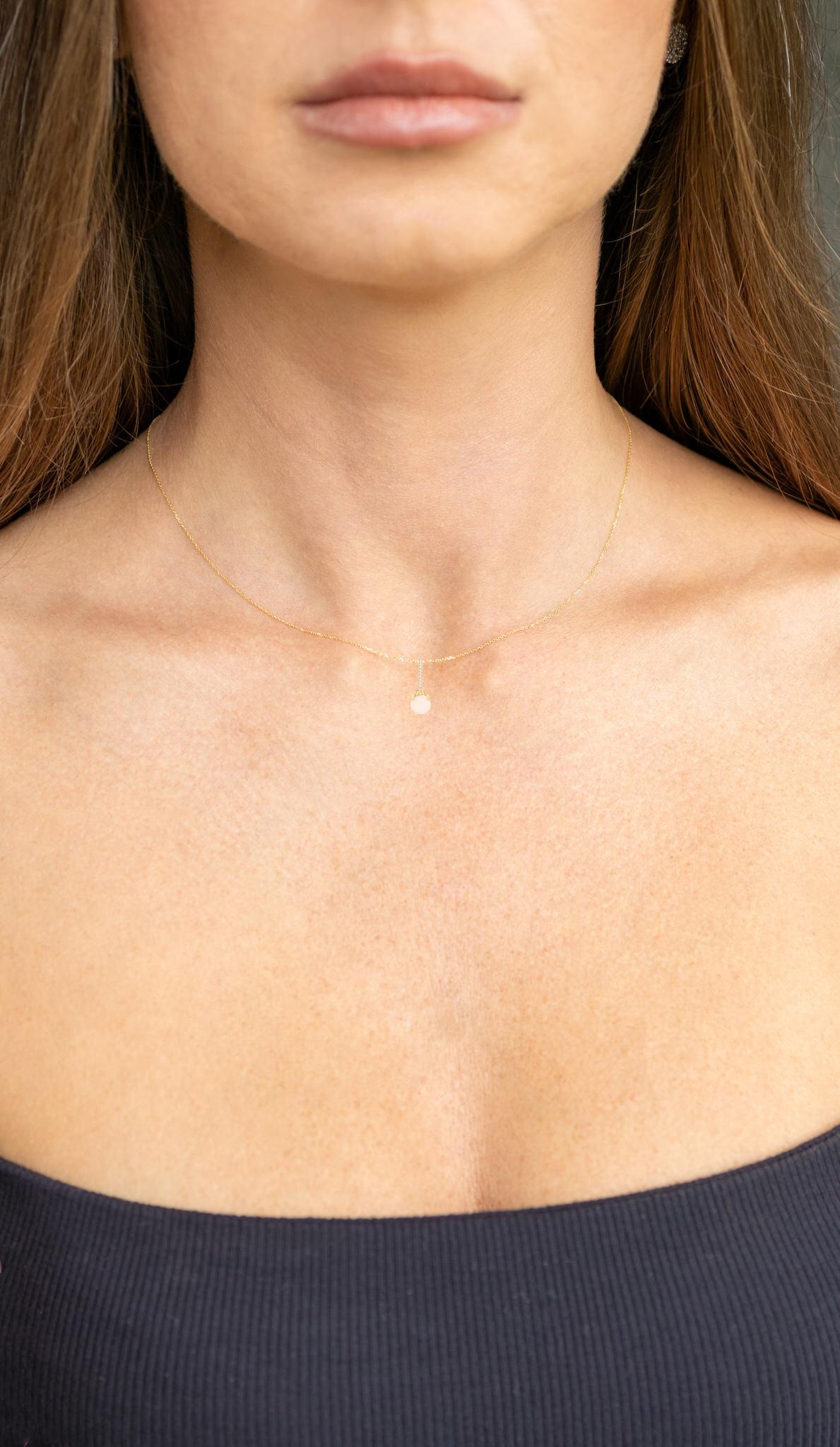 Ethiopian Opal Pendant Necklace White Diamonds 0.54 Carats 10K Yellow Gold For Sale 1
