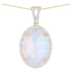 Colgante Ópalo Etíope Con Diamantes 10,1 Quilates Total Oro 14K