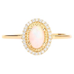Ethiopian Opal Ring Diamonds 14K Yellow Gold