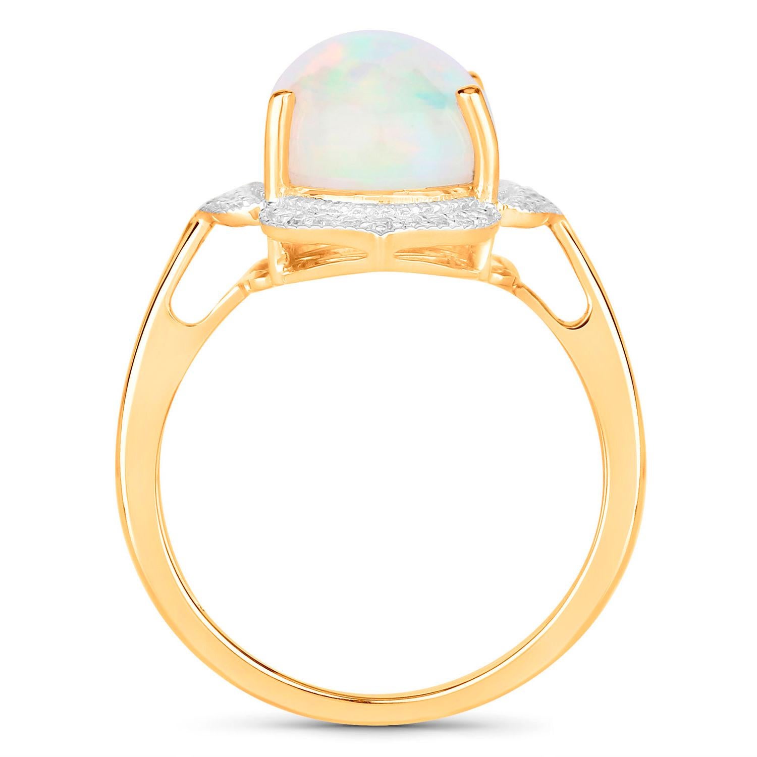 Ethiopian Opal Ring Diamonds 4.1 Carats 14K Yellow Gold In Excellent Condition For Sale In Aliso Viejo, CA