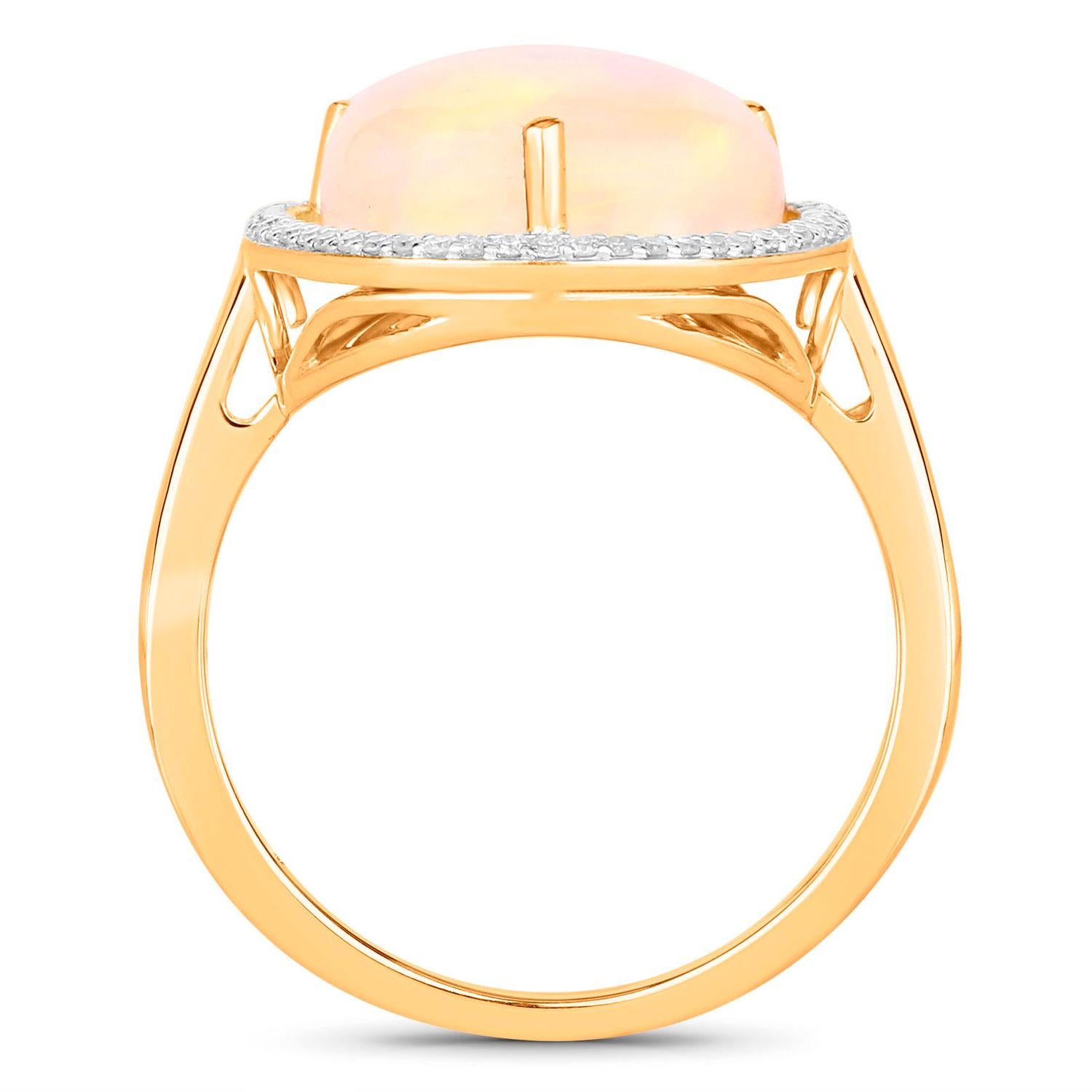 Ethiopian Opal Ring Diamonds 5.38 Carats 14K Yellow Gold In Excellent Condition For Sale In Aliso Viejo, CA