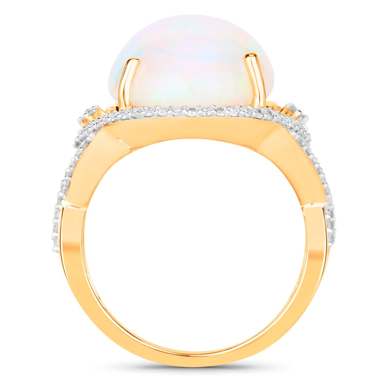 Ethiopian Opal Ring Diamonds 8.25 Carats 14K Yellow Gold en Excelente estado para la venta en Aliso Viejo, CA