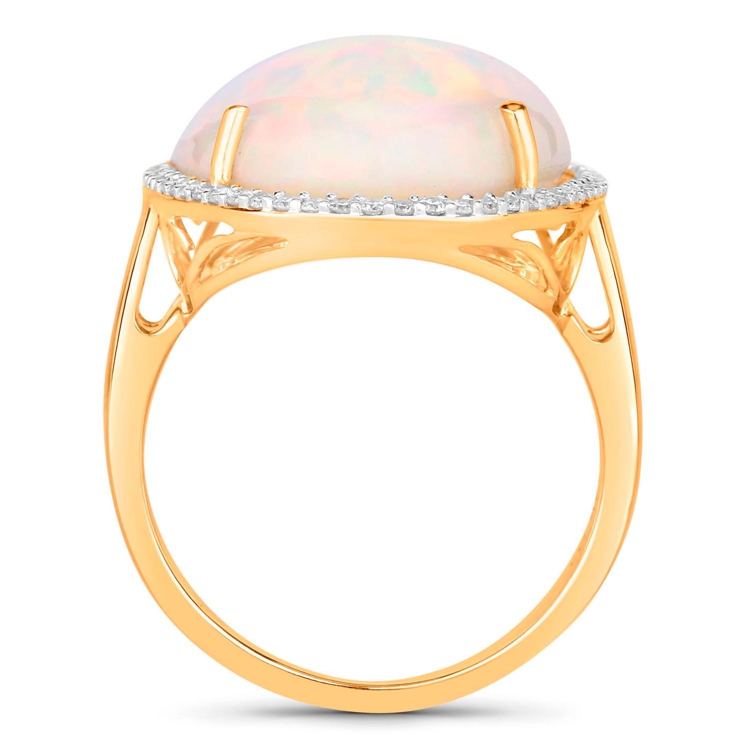 Anillo de oro de 14 quilates con ópalo etíope y halo de diamantes 12,3 quilates en total en Excelente estado para la venta en Aliso Viejo, CA