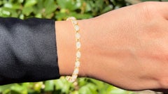 Pulsera de ópalo etíope con piedras en forma de pelota de tenis, 5,26 quilates, plata chapada en oro