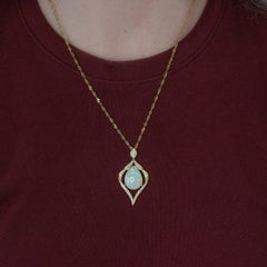 Ethiopian Opal with Natural Diamond Accents: Solid 14K Gold - Pear Cut 18x13mm