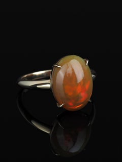 Ethiopian Opal Yellow Gold Ring Orange Honey