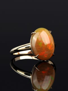 Ethiopian Opal Yellow Gold Ring Orange Honey