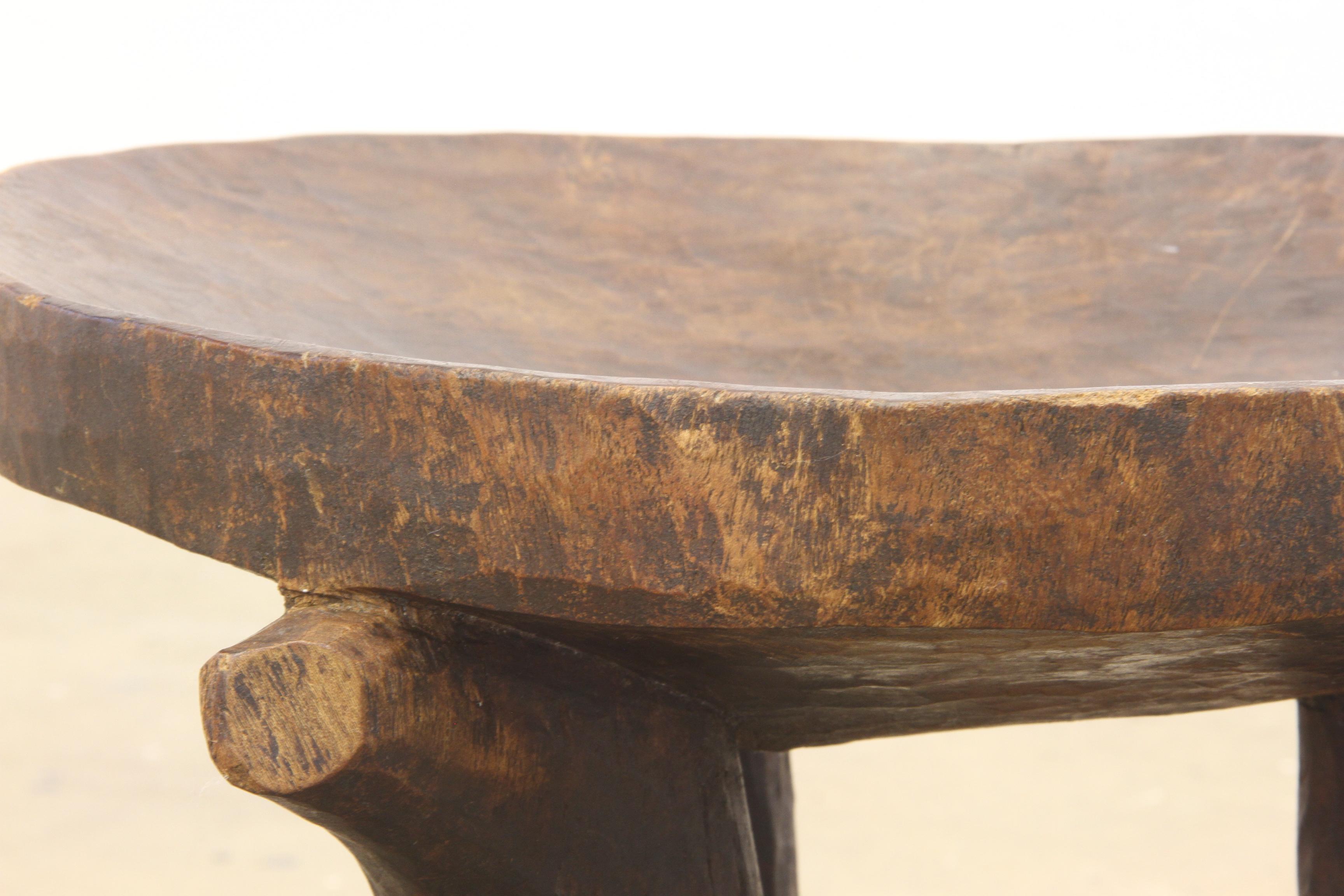 Ethiopian Stools, from Africa 'Oromo’ Chair Three-Legged hand carved For Sale 4