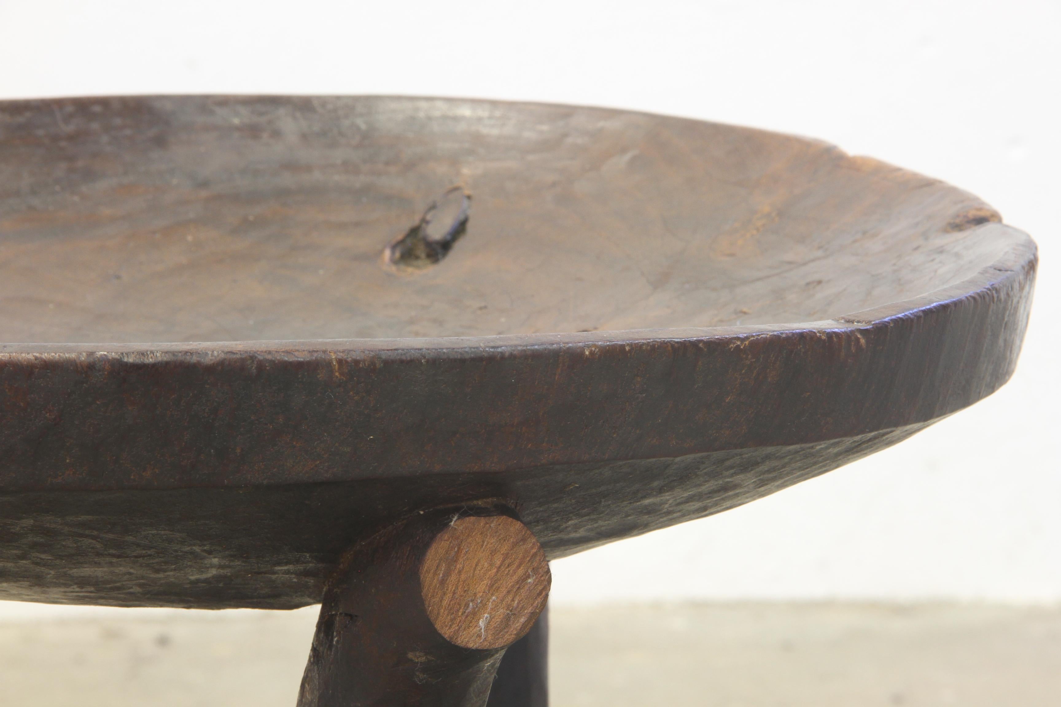 Ethiopian Stools, from Africa 'Oromo’ Chair Three-Legged hand carved For Sale 8