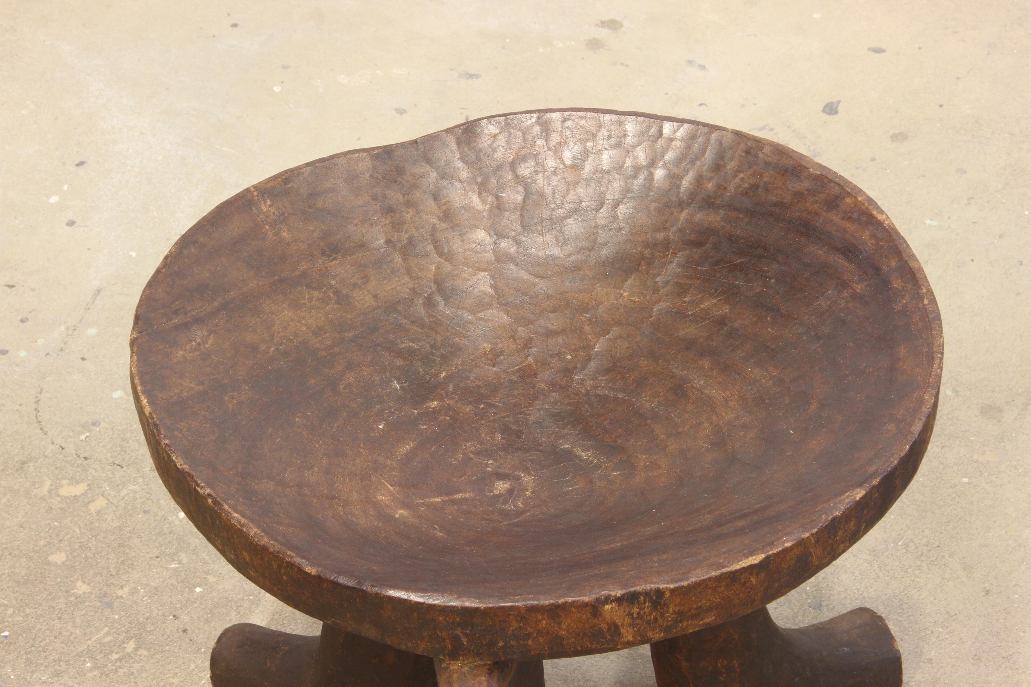 Wood Ethiopian Stools, from Africa 'Oromo’ Chair Three-Legged hand carved For Sale
