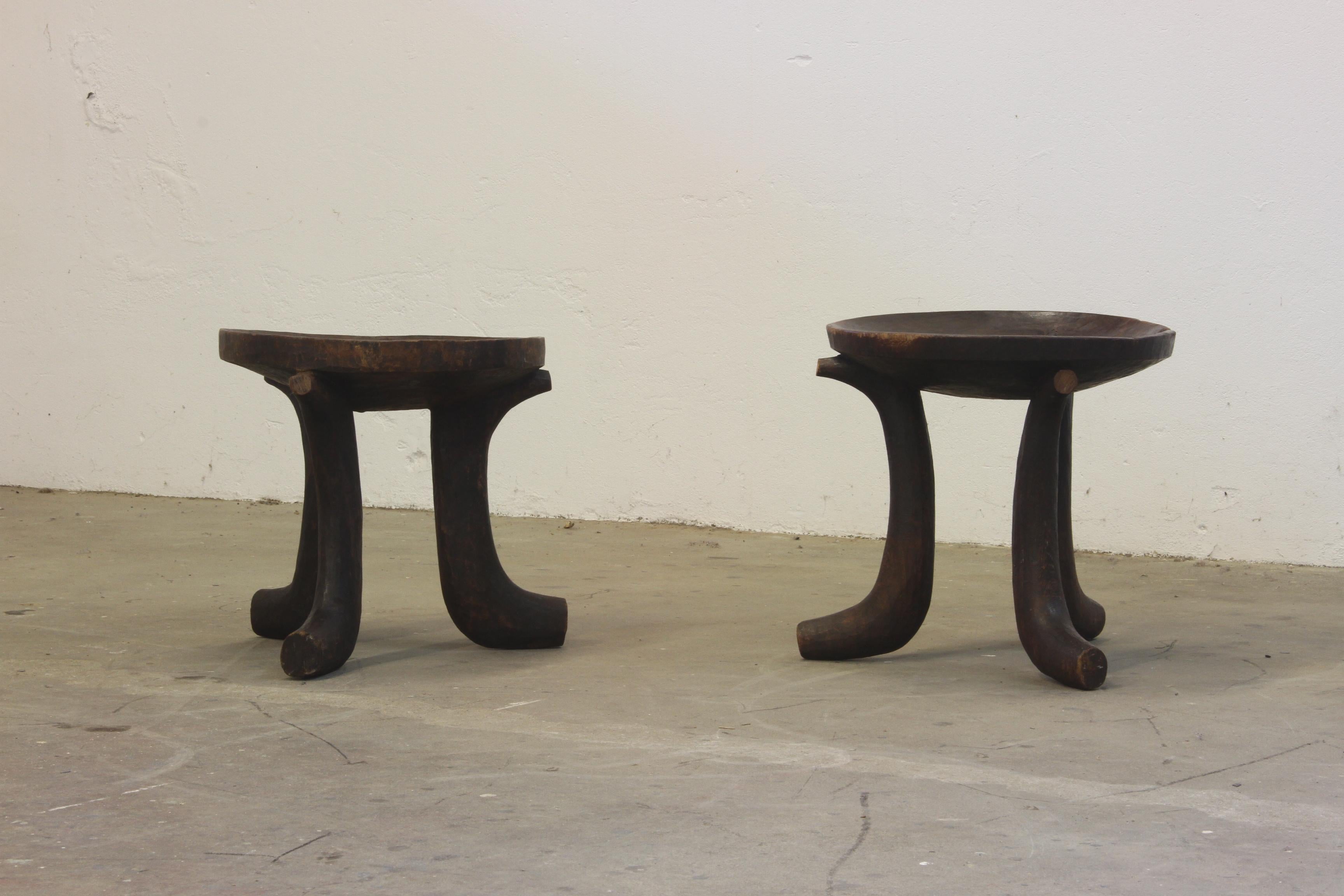 Ethiopian Stools, from Africa 'Oromo’ Chair Three-Legged hand carved For Sale 1