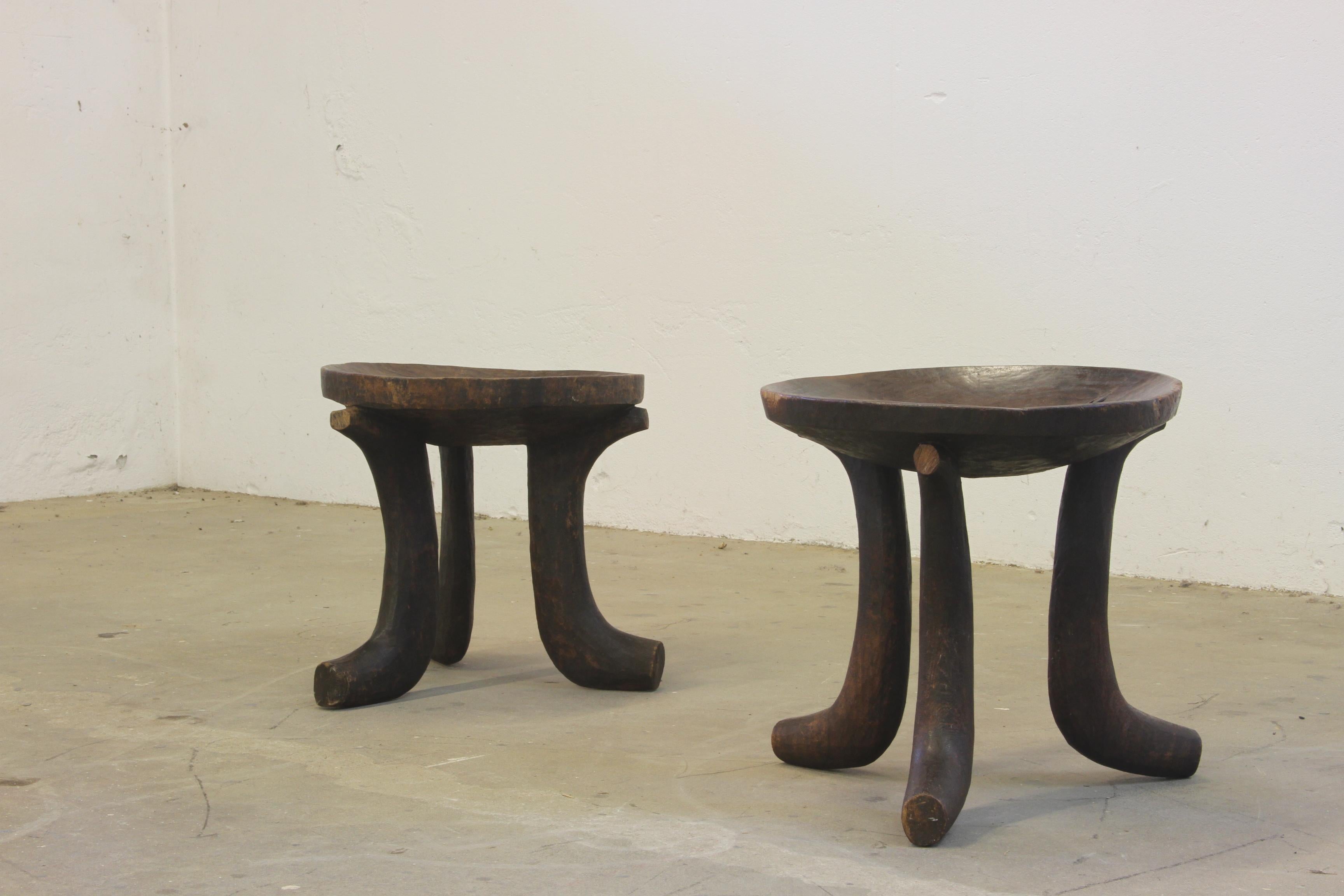 Ethiopian Stools, from Africa 'Oromo’ Chair Three-Legged hand carved For Sale 2