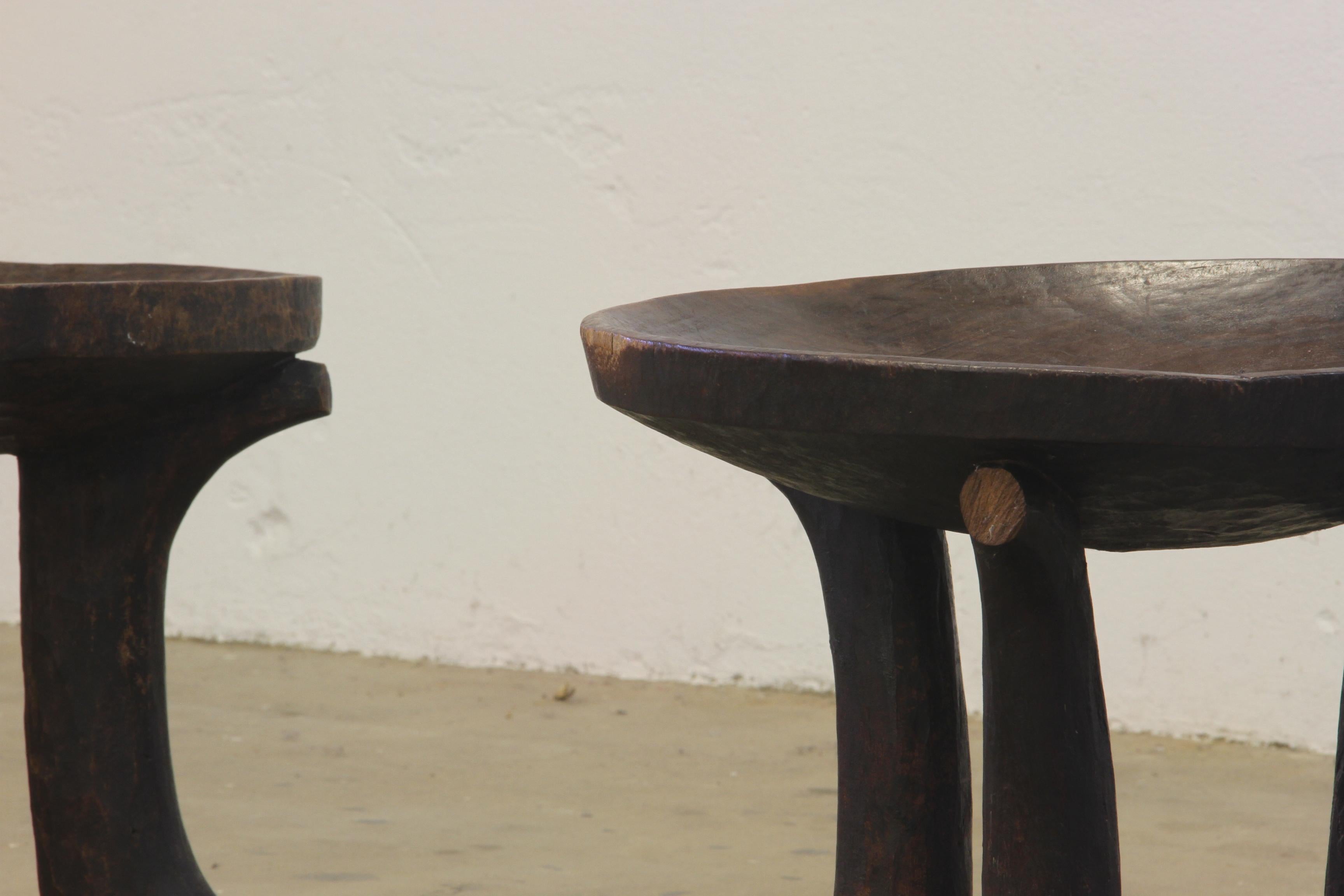 Ethiopian Stools, from Africa 'Oromo’ Chair Three-Legged hand carved For Sale 3