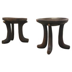 Ethiopian Stools, from Africa 'Oromo’ Chair Three-Legged hand carved