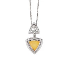 Ethiopian Triangle Cabouchon Opal and Diamond 18 Carat Gold Pendant and Chain