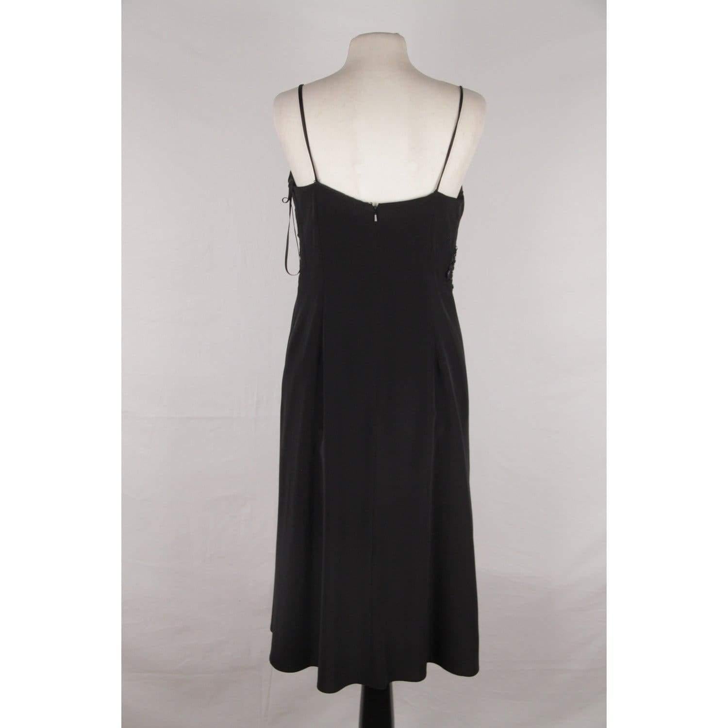 ETHNE Black EVENING Midi Cocktail Embellished DRESS Size 44 1