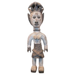 Ethnic 1990s African Hand Carved Woman Carrying Baby Wooden Figure Sculpture