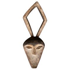 Ethnic 1990s African Hand Carved Wooden 2-Tone Ceremonial Tribal Mask