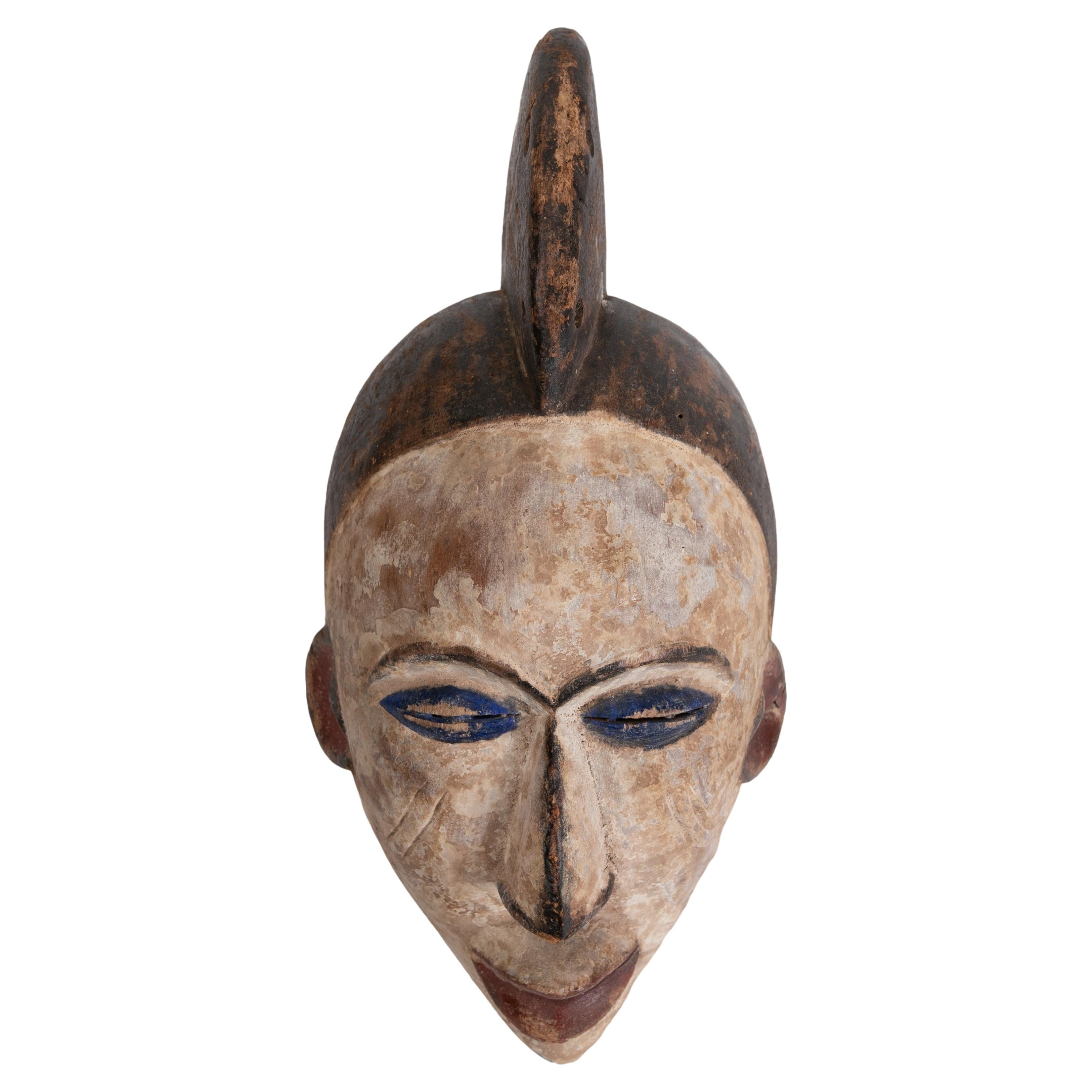 Ethnic 1990s African Hand Carved Wooden 2-Tone Ceremonial Tribal Mask