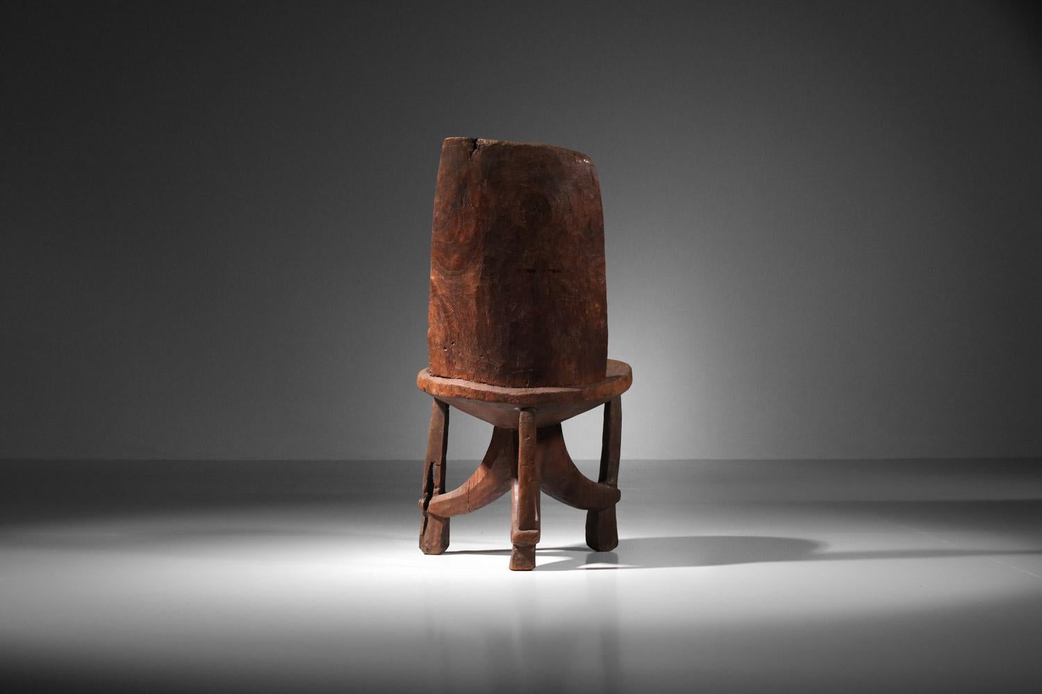 Ethnic africanist solid wood tripod armchair chair For Sale 3