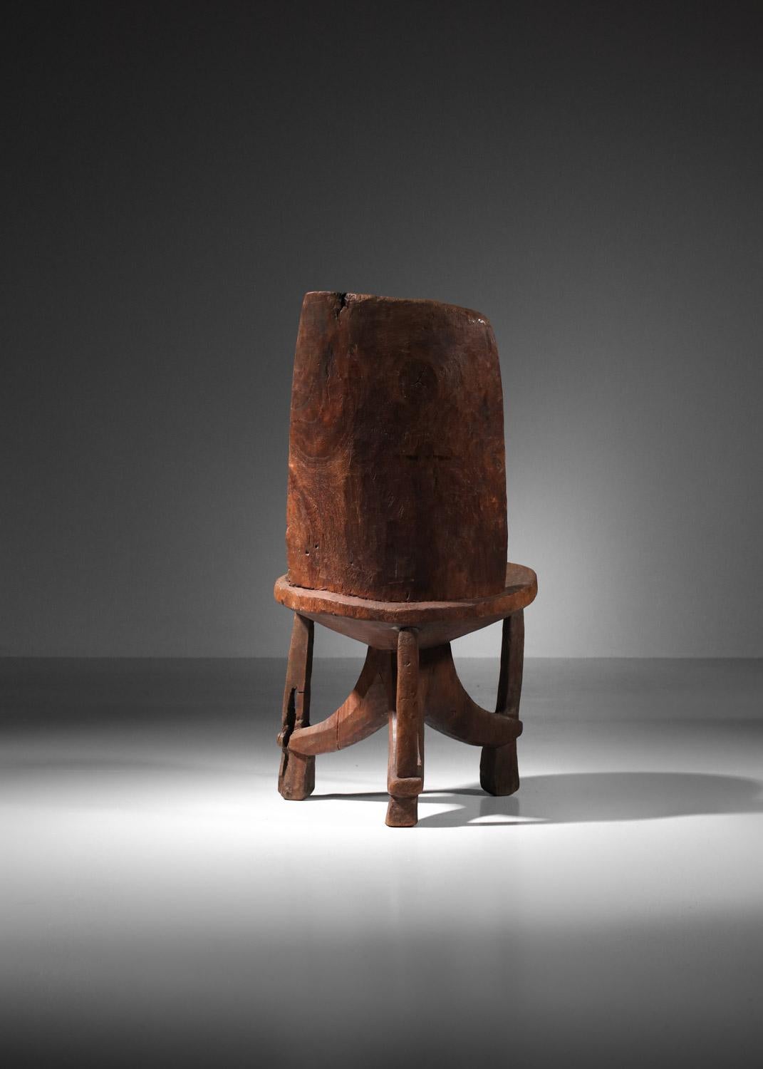 Ethnic africanist solid wood tripod armchair chair For Sale 4