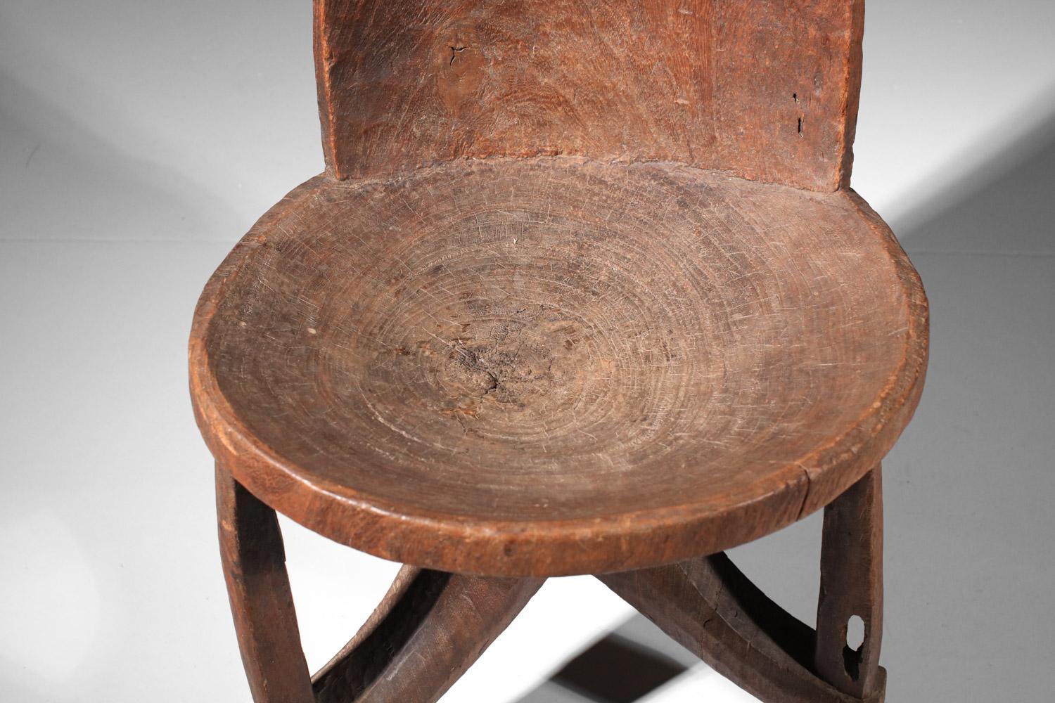 Tribal Ethnic africanist solid wood tripod armchair chair For Sale