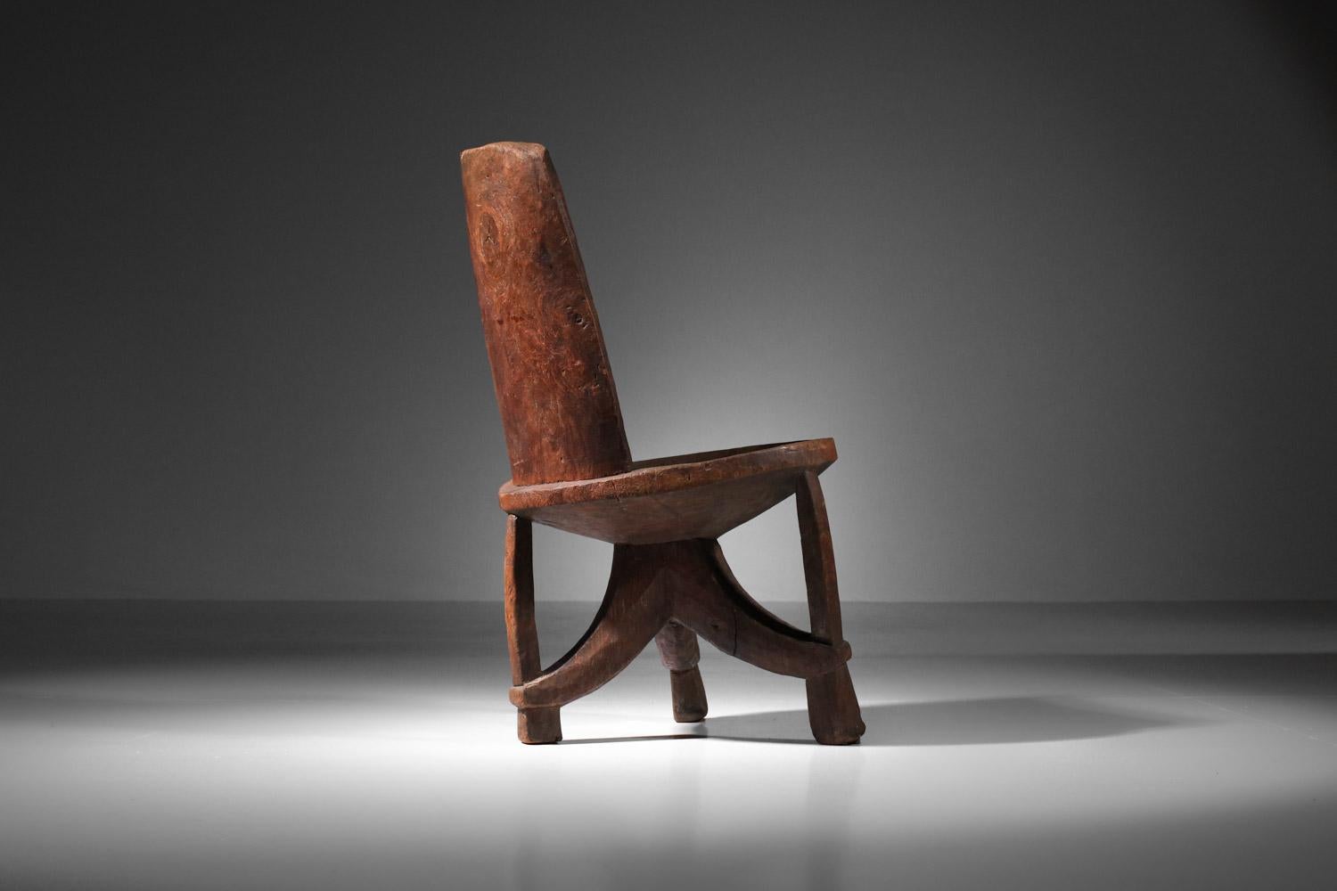 Wood Ethnic africanist solid wood tripod armchair chair For Sale
