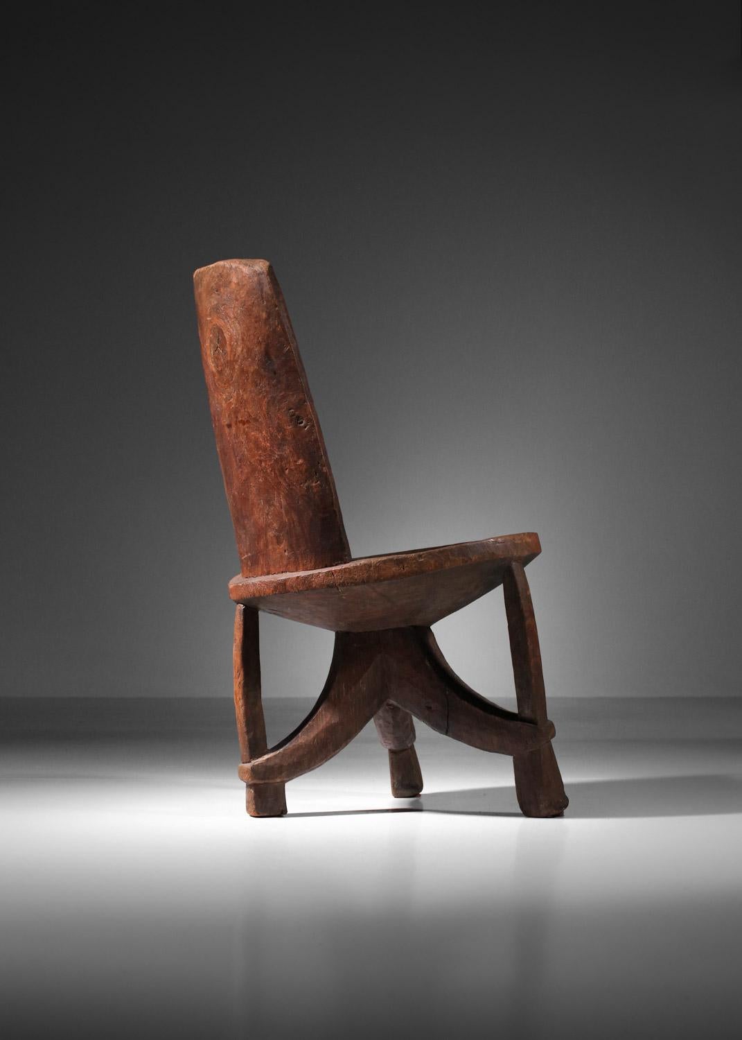 Ethnic africanist solid wood tripod armchair chair For Sale 1