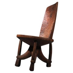 Used Ethnic africanist solid wood tripod armchair chair