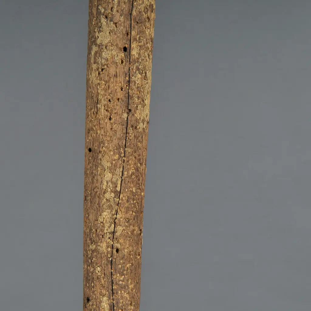 Ethnisch geschnitztes Holzpaddel auf Ständer, natürliche Patina, Borneo, 18.-19. Jh. (Malaysisch) im Angebot