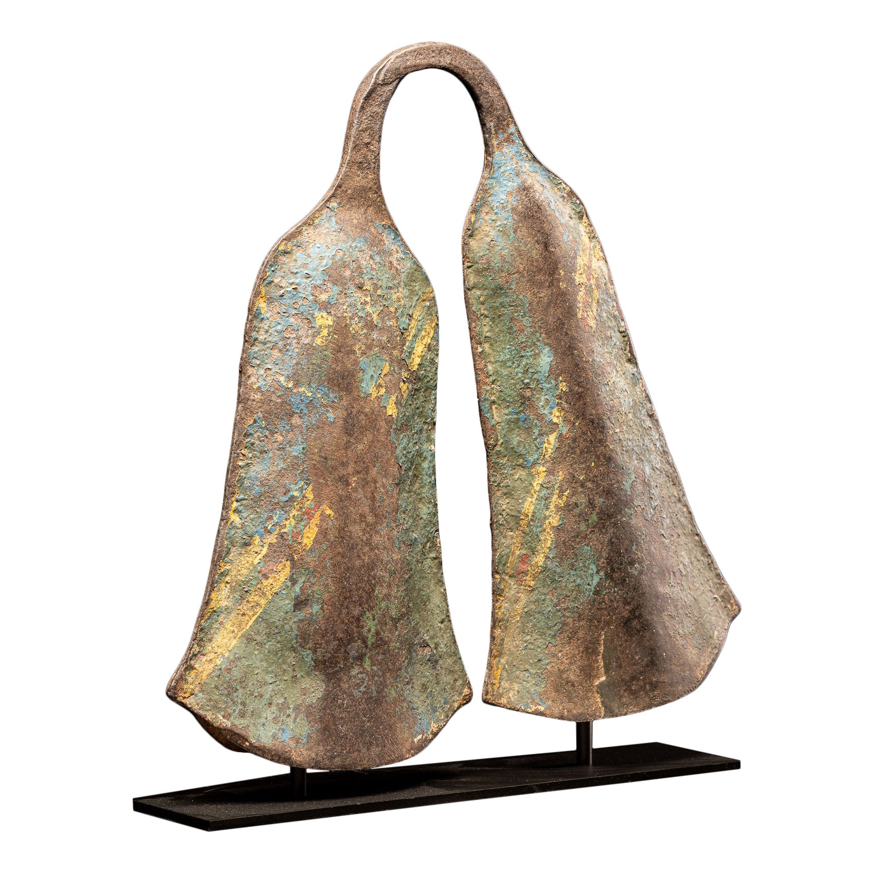 Ethnic Design-Double Iron Bell with leftover of colourfull design;