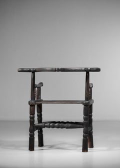 Fauteuil ethnique Senoufo en bois massif de design africain des années 50 - Fauteuil ethnique