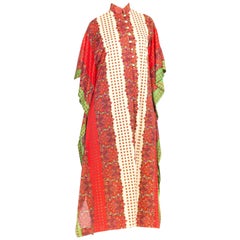 Vintage Ethnic Silky Paisley Button Up Kaftan, 1970s