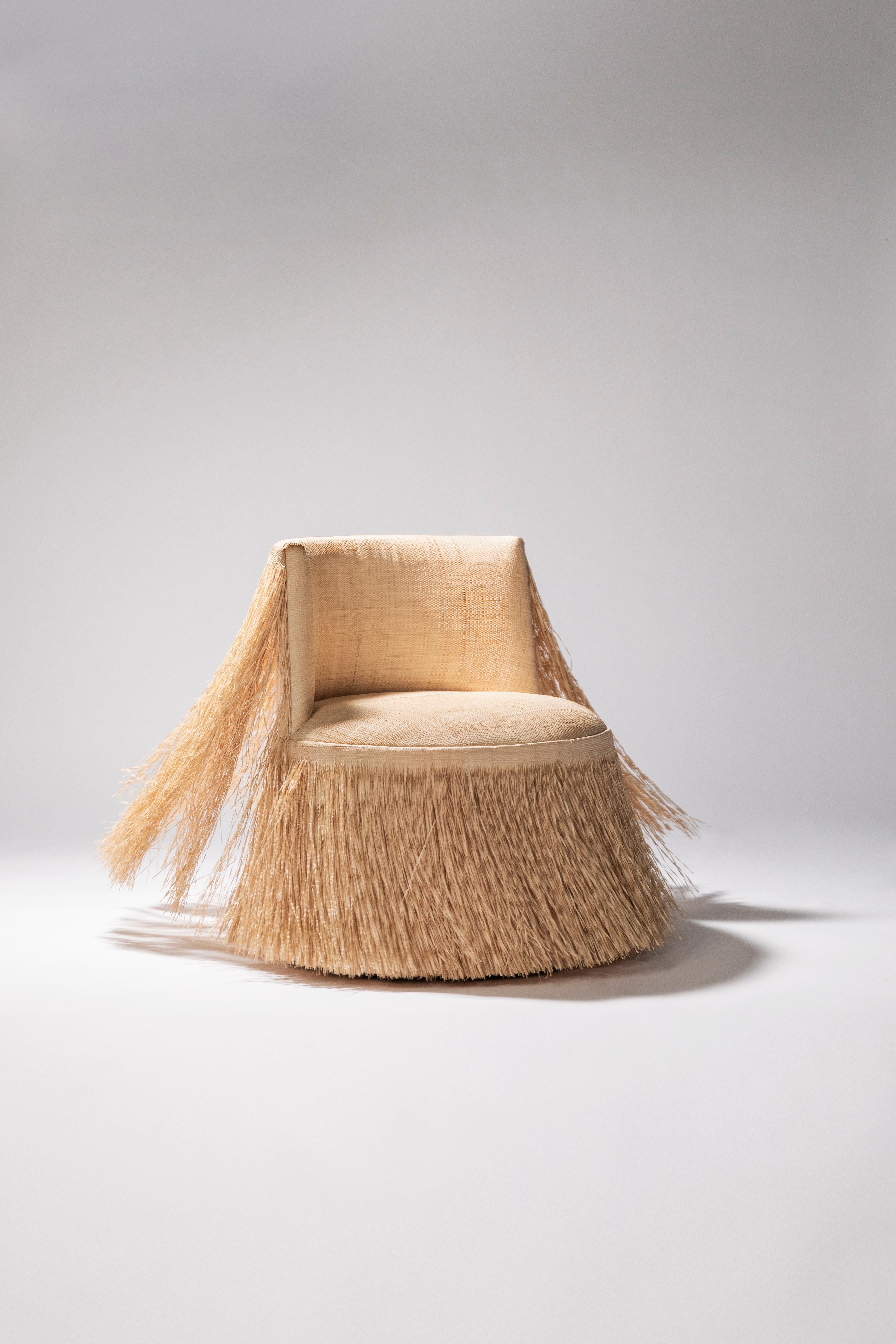 XXIe siècle et contemporain Fauteuil ethnique en paille de Neca Abrantes - Design brésilien et Craft indigène en vente