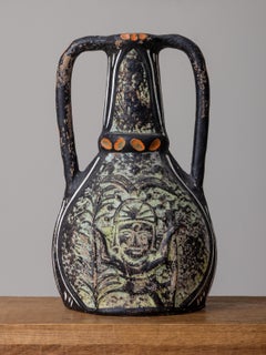Ethnic Style Ceramic Vase with Figural Decoration, Mid-20th Century