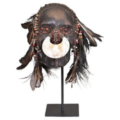Ethnic Tribal Trophy Skull Replica in Resin, Feathers & Shells – Irian Jaya Styl