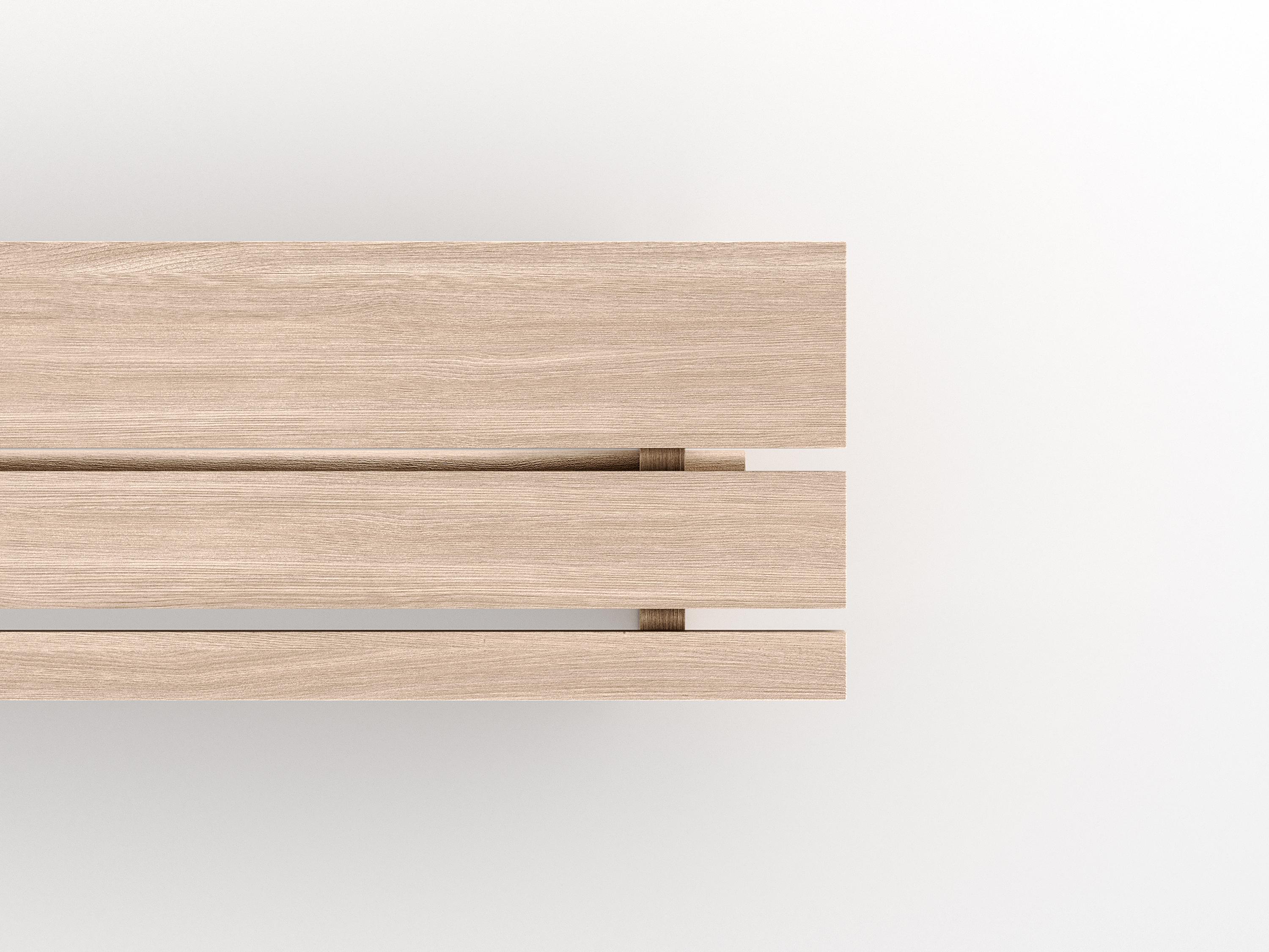 Ethnica when a simple object can be beautiful and without unnecessary details. 

The bench is made of solid oak. Its peculiarity is that the slats on the seat create an asymmetric composition. 

This shop can be used in several places: 
- at the