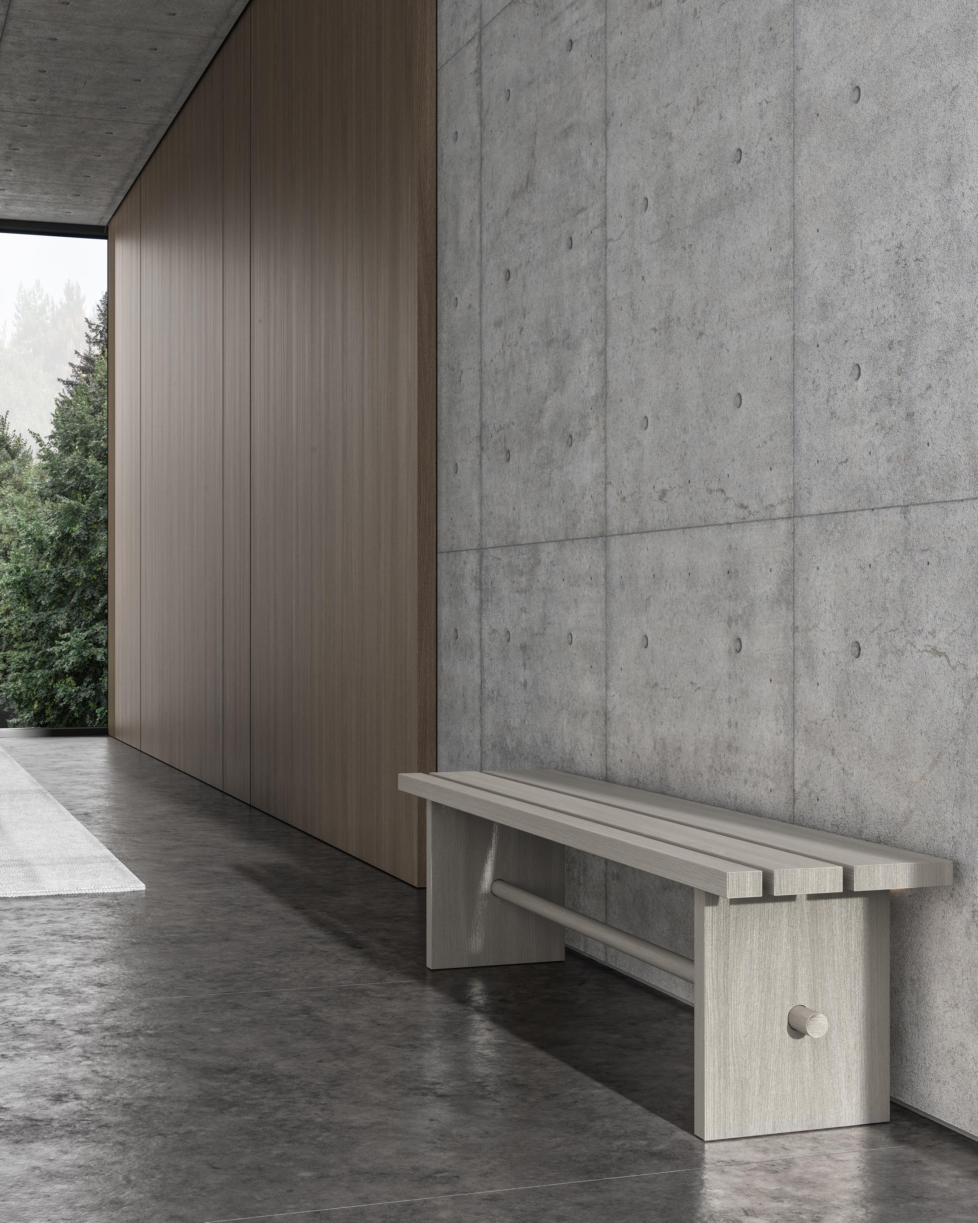 Modern Bench 'Ethnika' in Solid Oak by Palo Nero In New Condition For Sale In Valencia, ES