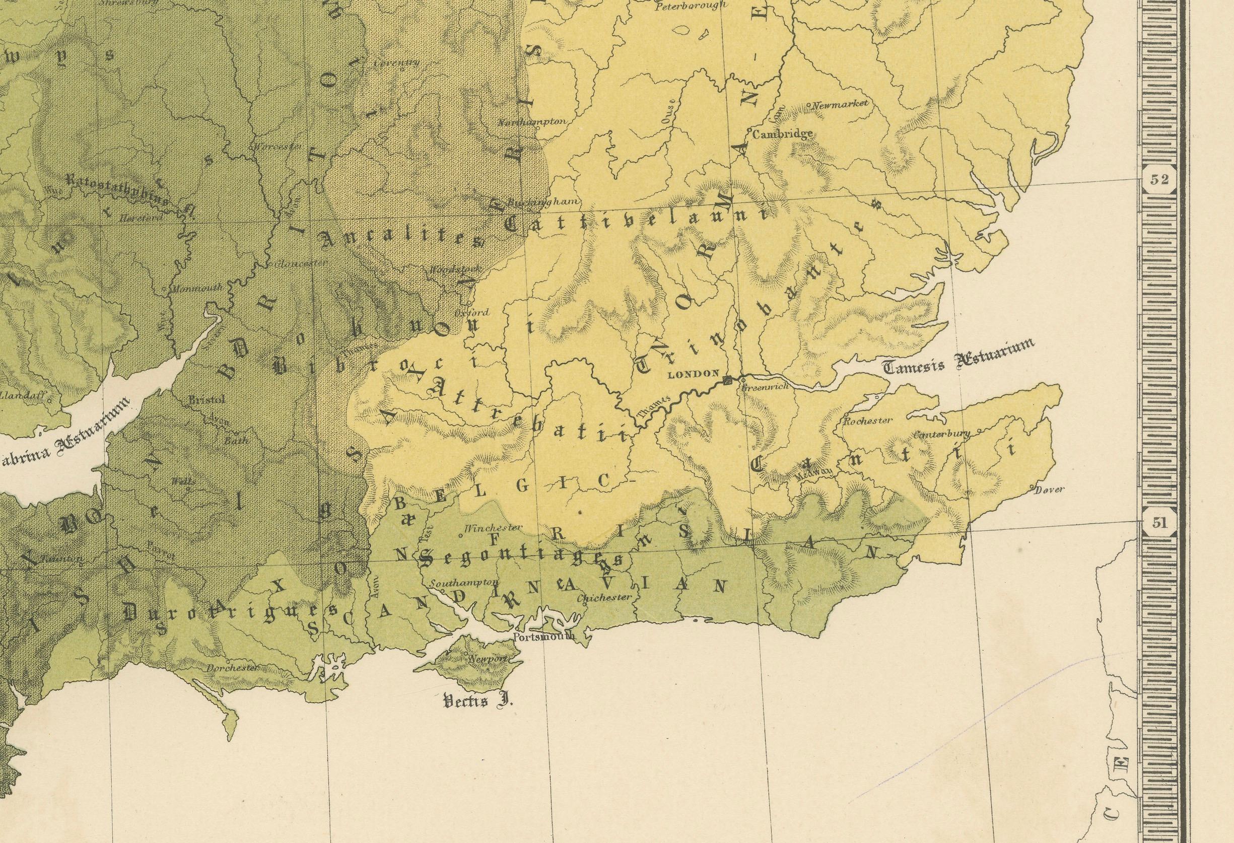 19th Century Ethnographic Map of Great Britain and Ireland – Distribution of People, c.1860