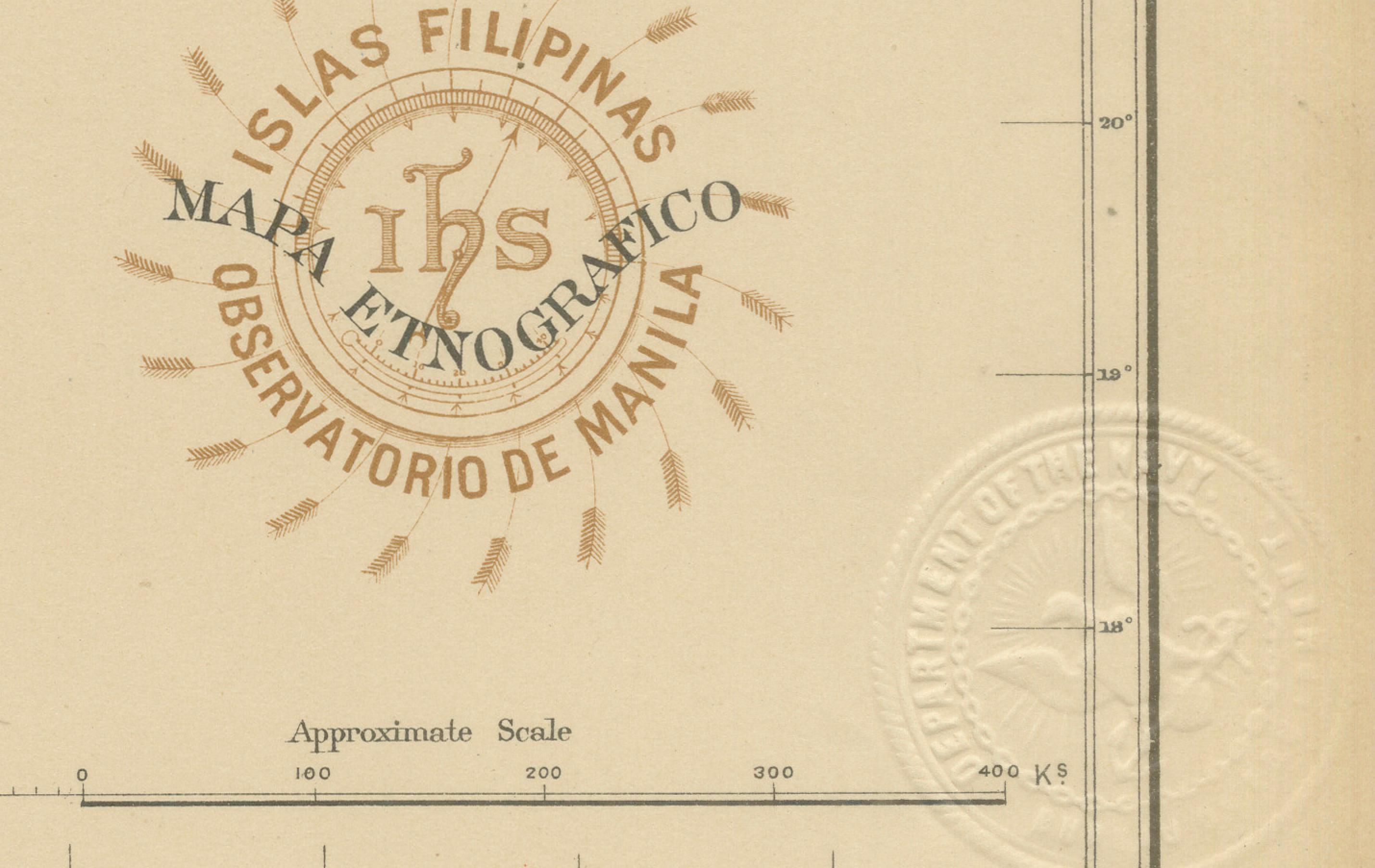 Carte ethnographique des îles Philippines - Observatorio de Manila, 1899

Cette rare et fascinante carte chromolithographiée intitulée 