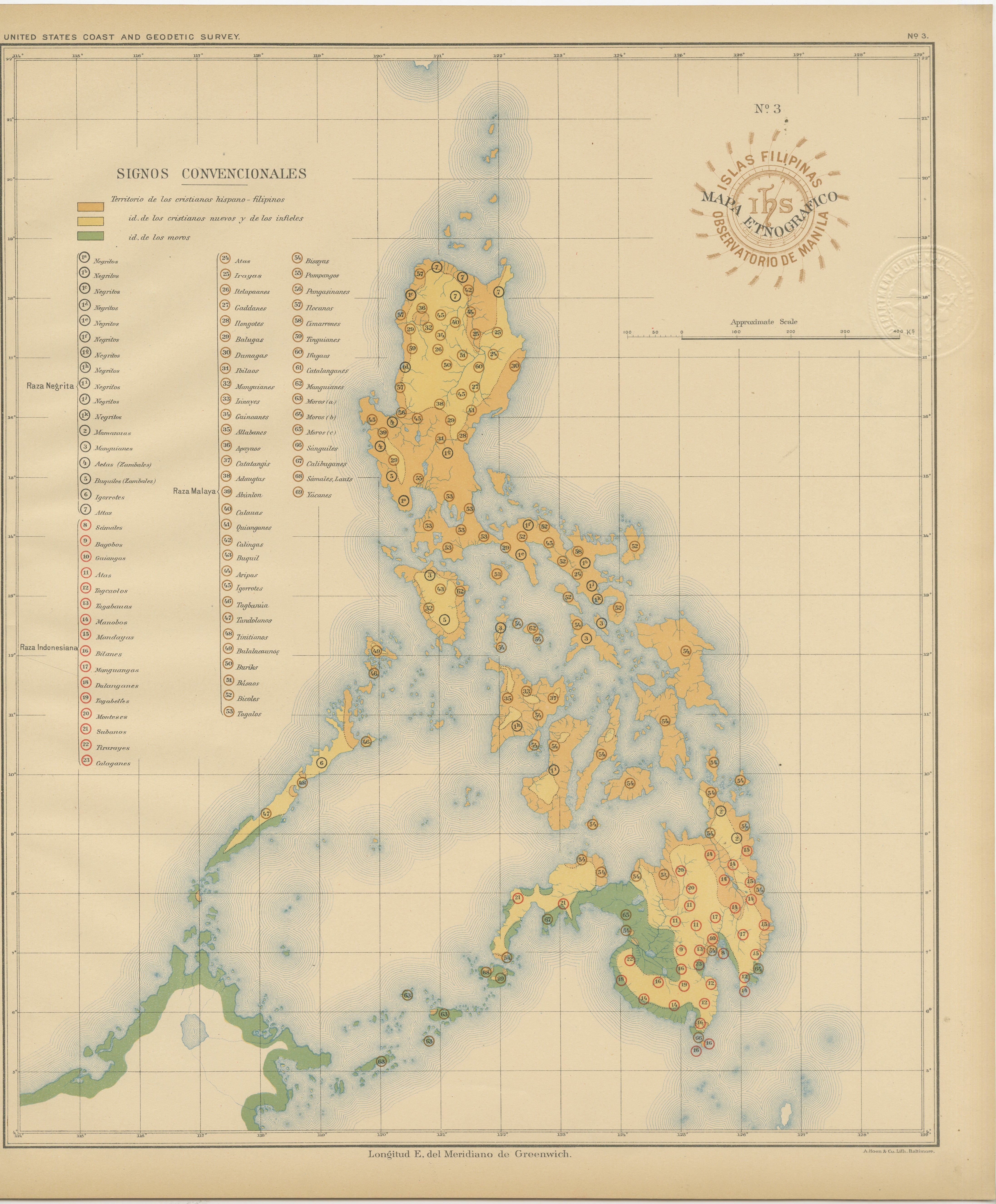 Ethnographic Map of the Philippine Islands – Observatorio de Manila, 1899