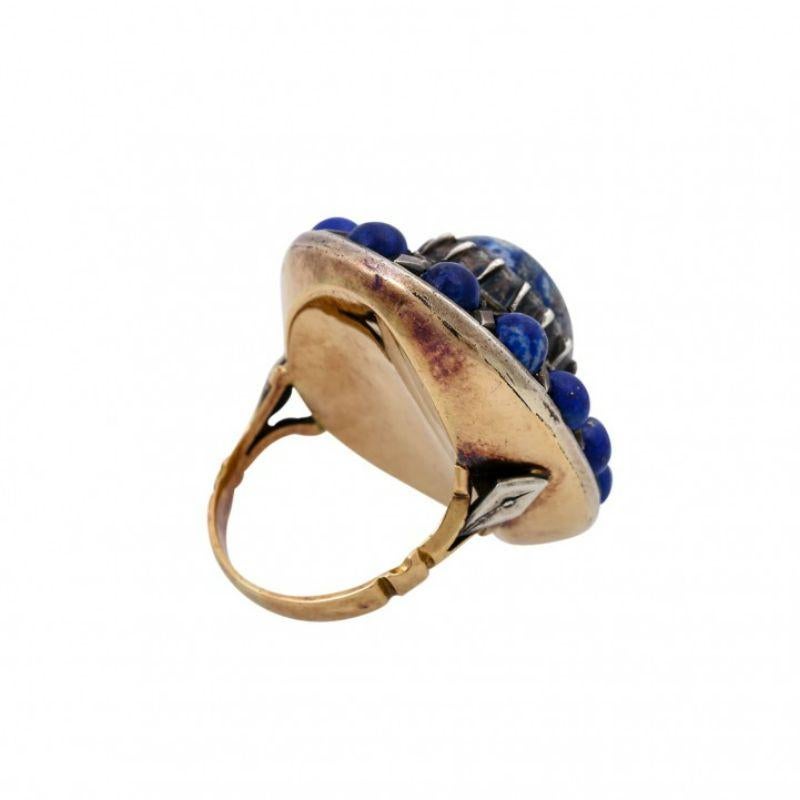 Cabochon Ethnographic Ring with Lapis Lazuli For Sale