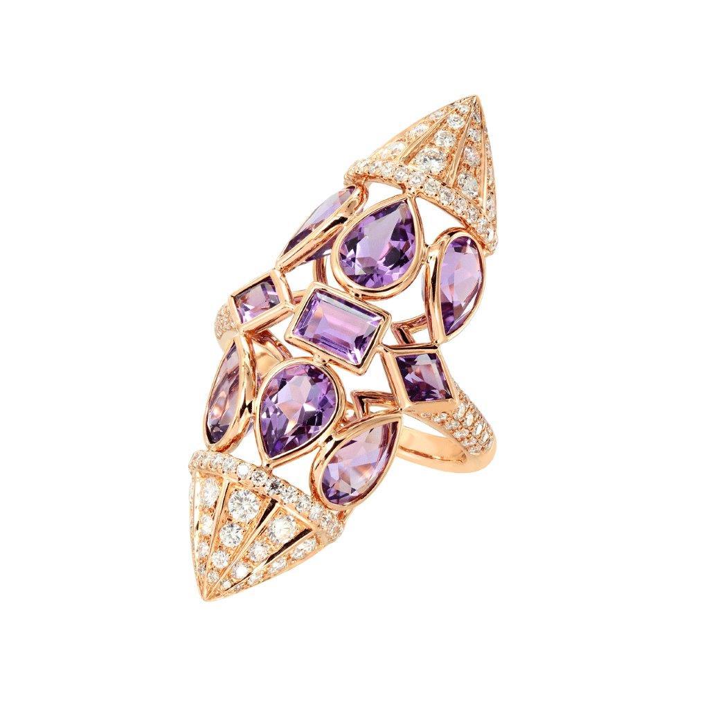 Contemporaneo Anello Etho Maria in oro 18k e ametista in vendita