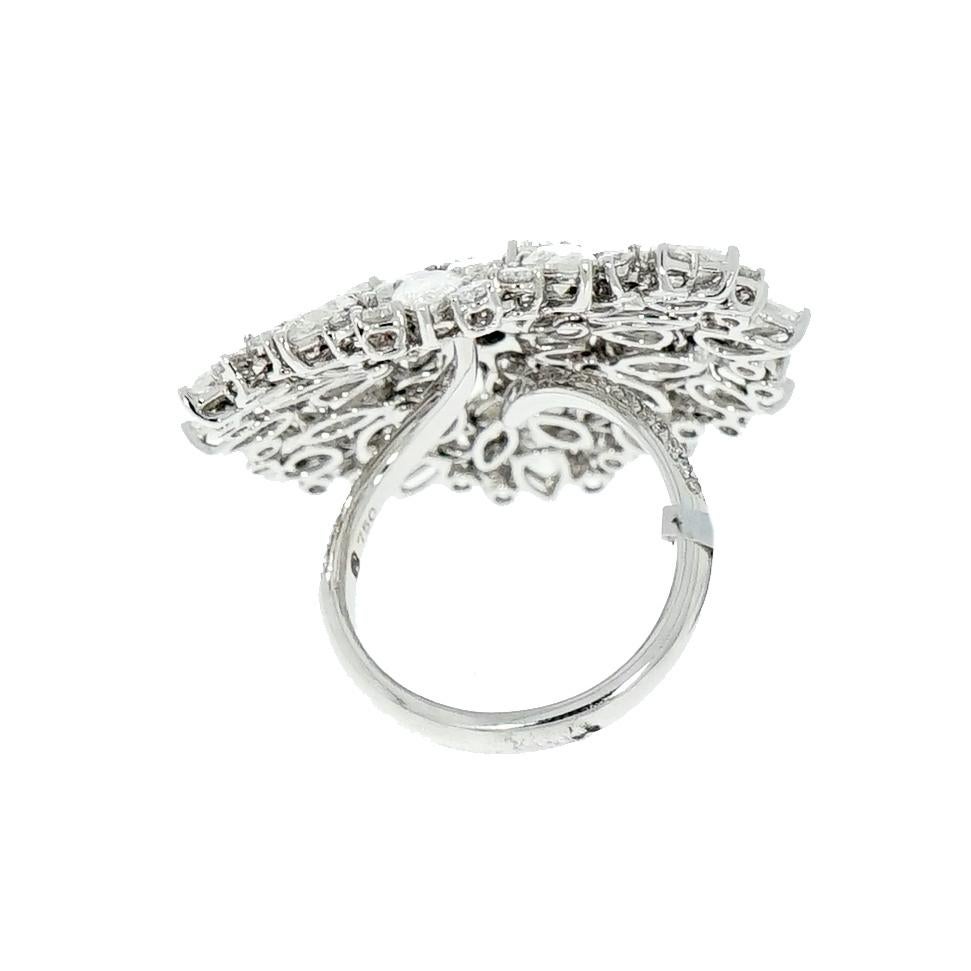 Pear Cut Etho Maria Floral Diamond White Gold Cocktail Ring