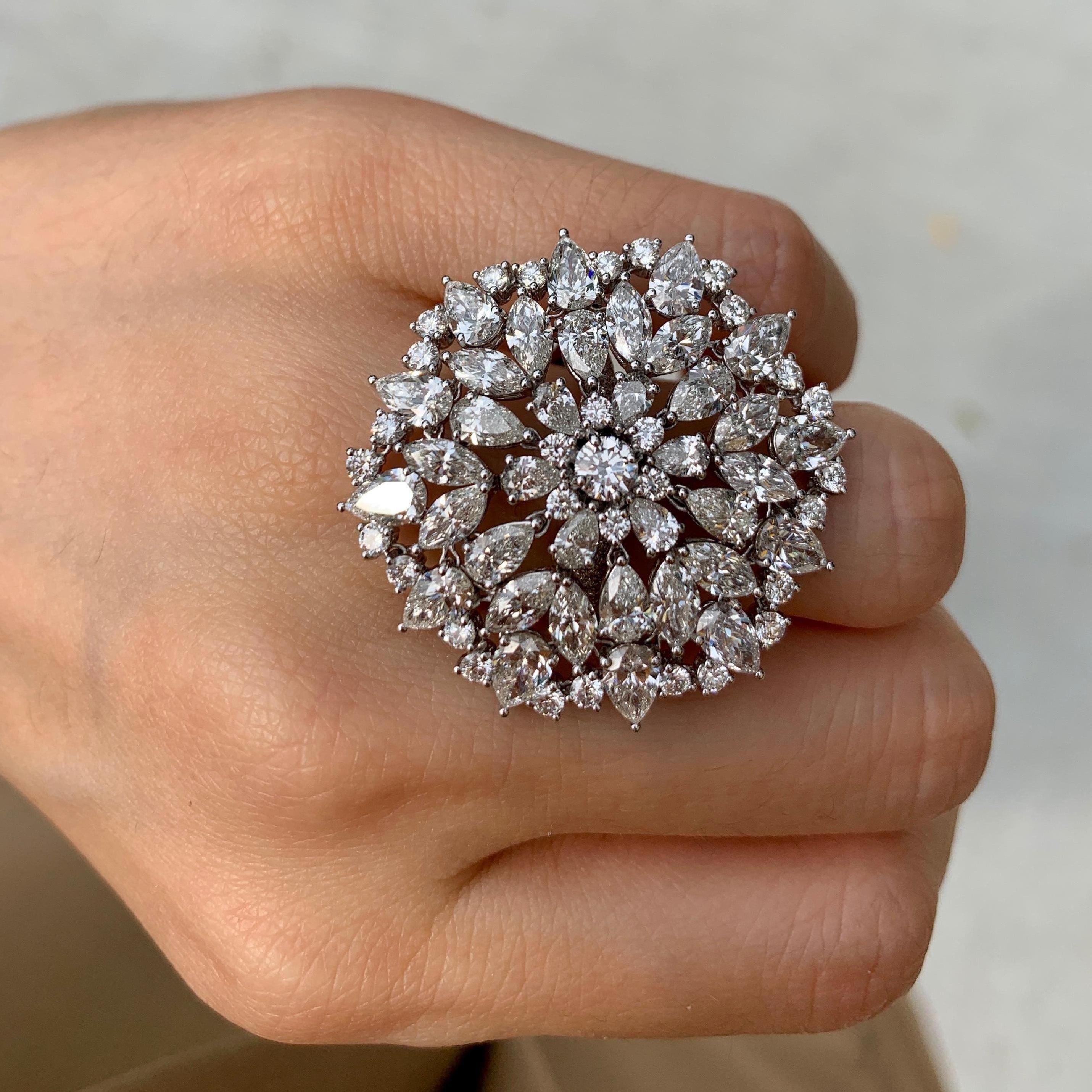 Women's Etho Maria Floral Diamond White Gold Cocktail Ring