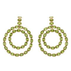 Etho Maria 18 Kt Rose Gold Peridot Double Circle Dangle Earrings