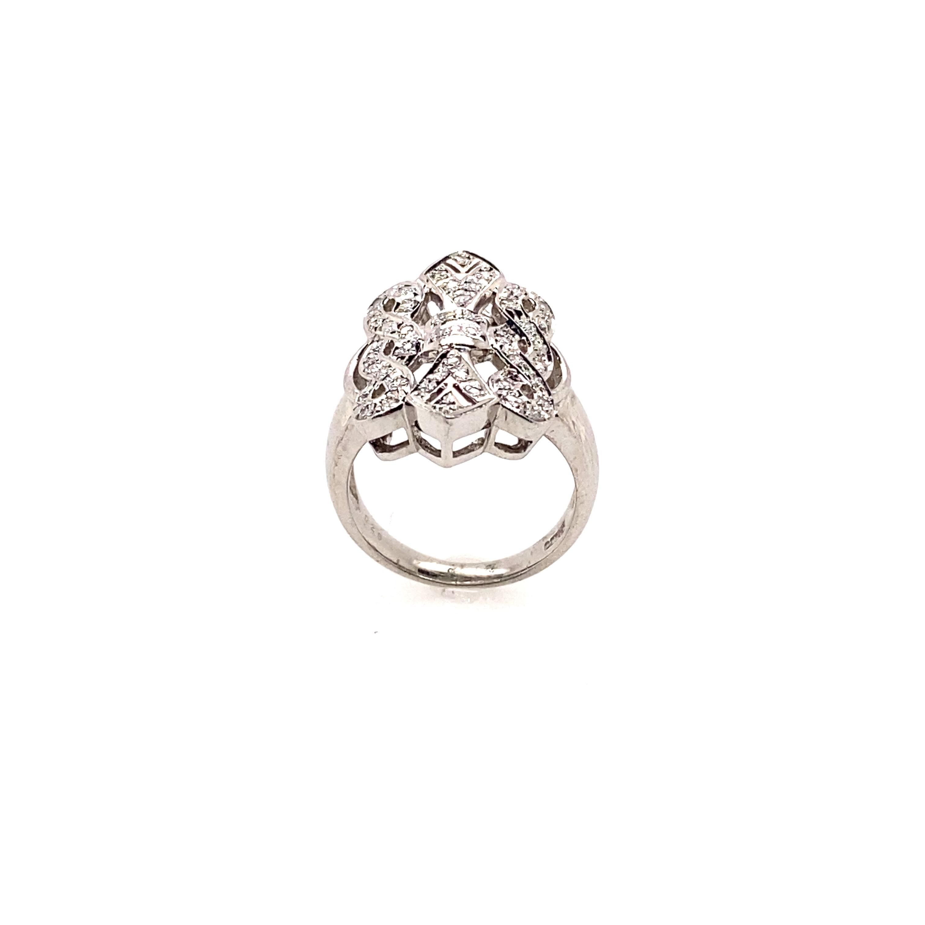 Contemporary Ethonica Ballerina Diamond Ring in Platinum For Sale