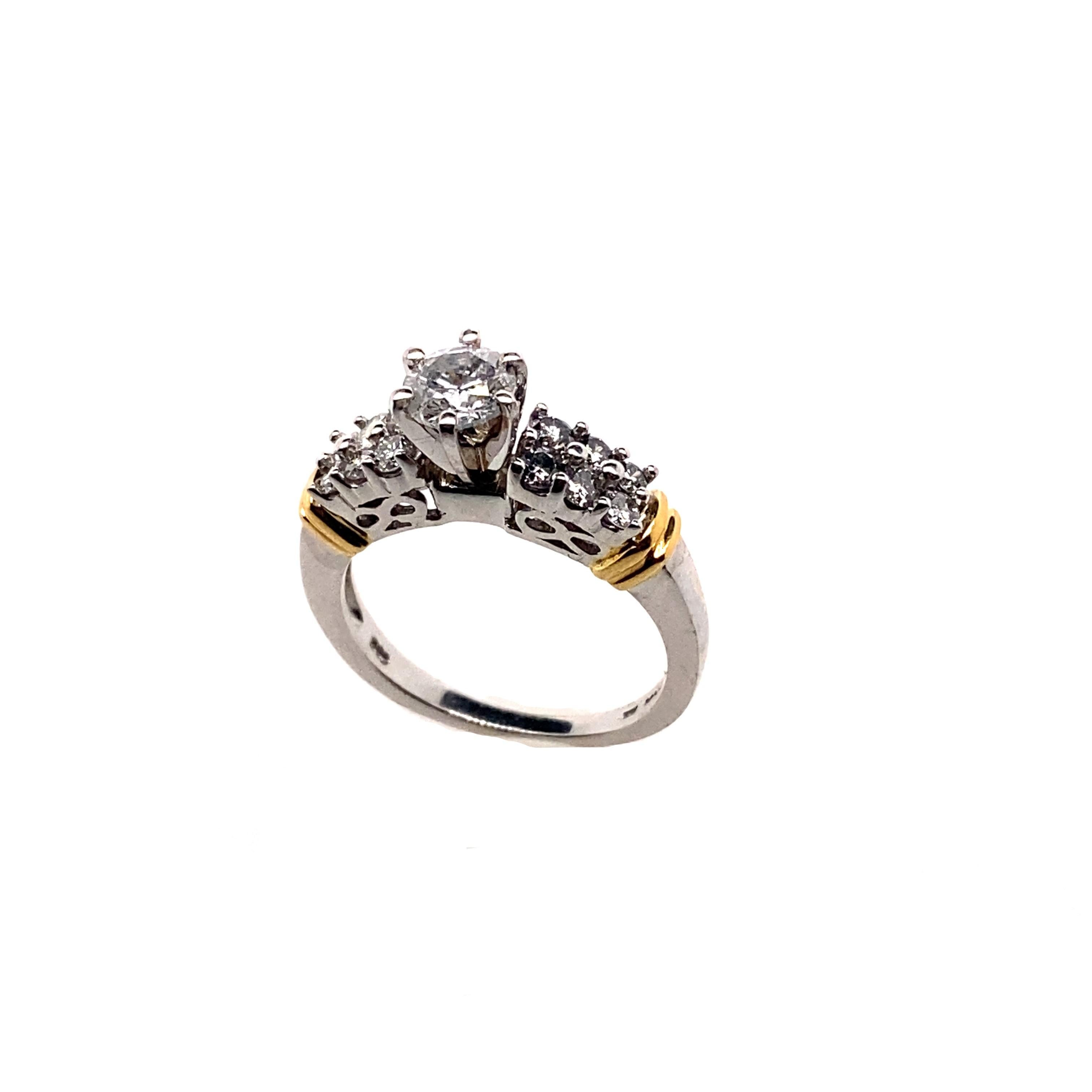 Women's Ethonica Classic Round Diamond Engagement Ring in Platinum For Sale