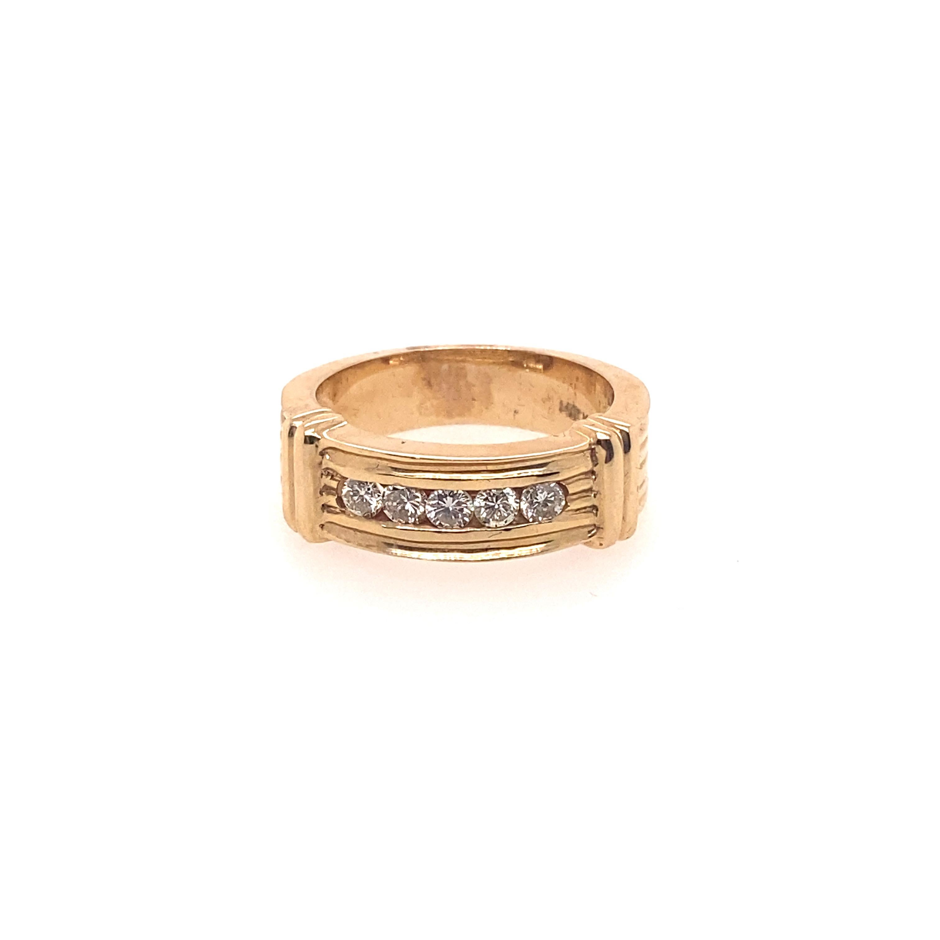 Contemporary Ethonica Diamond Band in 14 Karat Gold For Sale